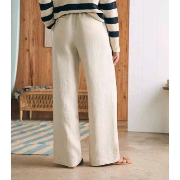Faherty Elegant Cream Wide-Leg Pants - Picture 2 of 9